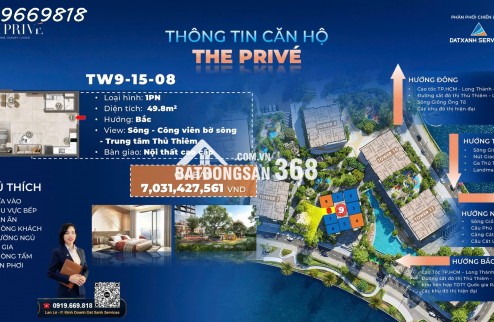 The Prive căn hộ hạng sang ba mặt giáp sông  trung tâm quận 2 chỉ 10% ký hợp đồng mua bán căn 1 phòng ngủ duy nhất